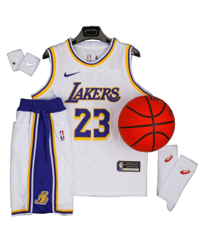 رکابی شورت بسکتبال لیکرز Lakers Basketball Jersey Withe 2024
