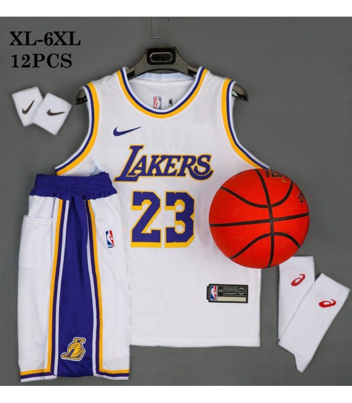 رکابی شورت بسکتبال لیکرز Lakers Basketball Jersey Withe 2024