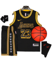 رکابی شورت بسکتبال لیکرز Lakers Basketball Jersey Black Gold 2024