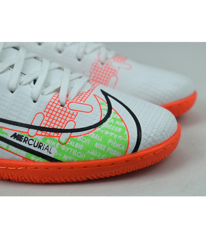 کفش فوتسال طرح نایک مرکوریال ویپور سفید نارنجی Nike Mercurial vapor 14 WO