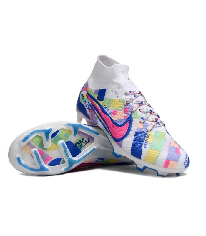کفش فوتبال نایک مرکوریال ایرزوم ویپور 15 طرح اصلی Nike Air Zoom Mercurial Vapor 15 Elite FG So Cal Disruption - Sail/Racer Blue