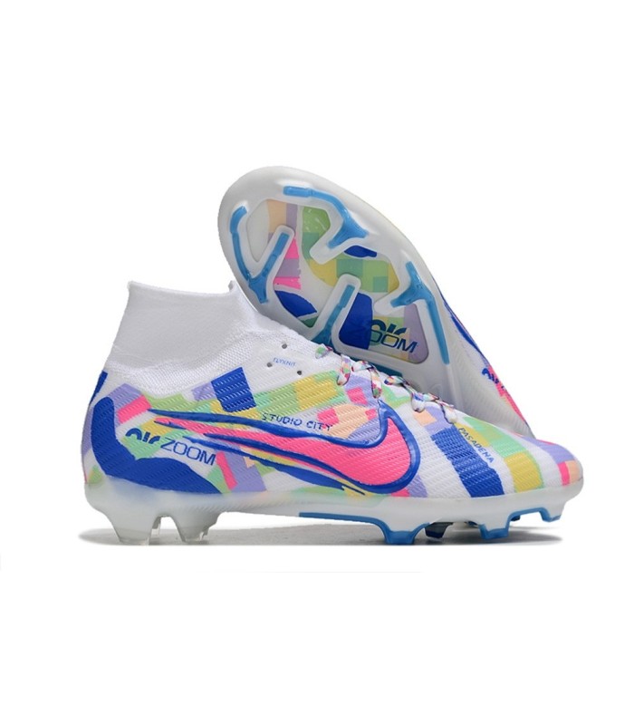 کفش فوتبال نایک مرکوریال ایرزوم ویپور 15 طرح اصلی Nike Air Zoom Mercurial Vapor 15 Elite FG So Cal Disruption - Sail/Racer Blue