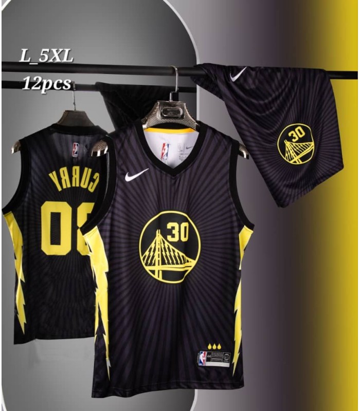 رکابی و شورت بسکتبال گلدن استیت مشکی طلایی GOLDEN STATE Basketball Jersey 2024