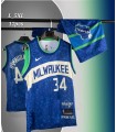 رکابی و شورت بسکتبال میلواکی آبی سفید MIL WAUKEE Basketball Jersey 2024