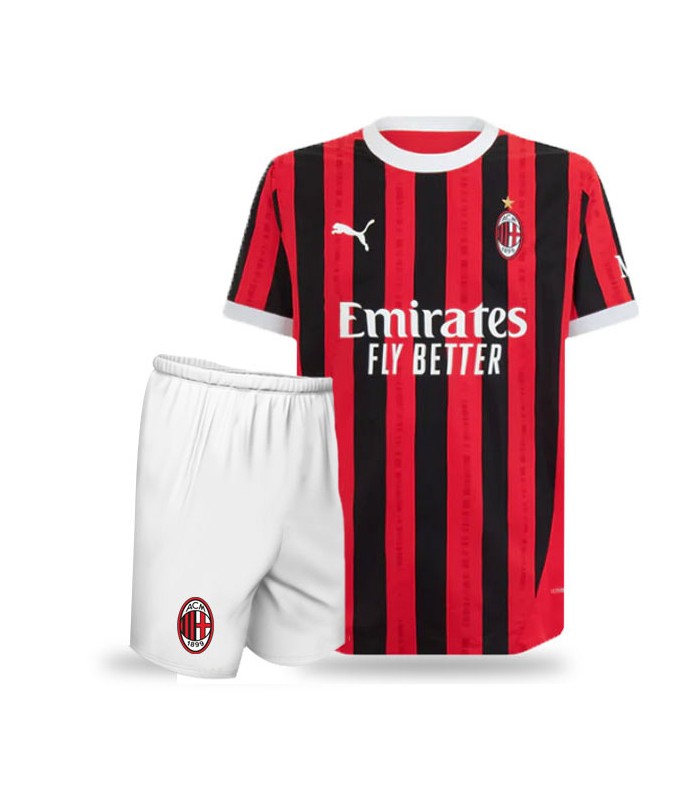 کیت و شورت اول آث میلان مشکی قرمز Ac Milan Home Kit 2025