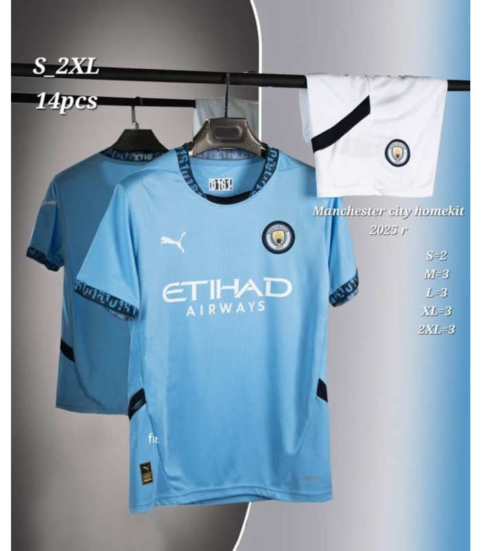 کیت و شورت اول منچسترسیتی آبی Manchester City Home Kit 2025