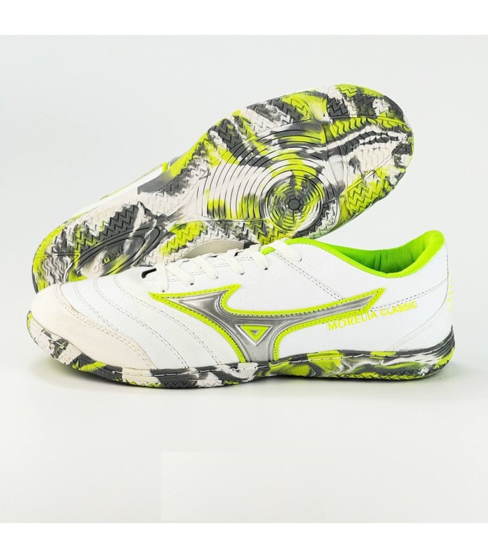 کفش فوتسال میزانو طرح اصلی سفید طوسی Mizuno Morelia Futsal 2024