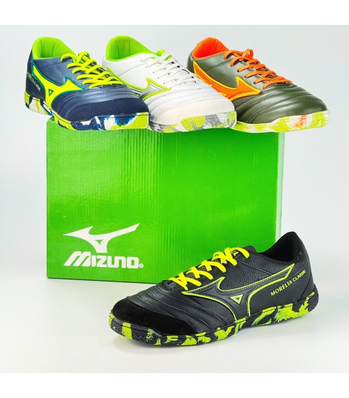 کفش فوتسال میزانو طرح اصلی سورمه ای سبز Mizuno Morelia Futsal 2024