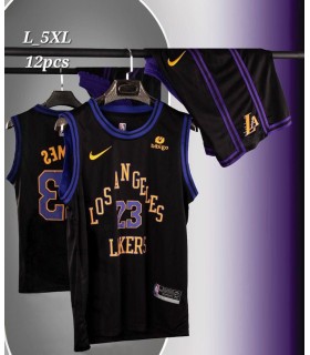 کیت و شورت بسکتبالی لیکرز مشکی Lakers 2025 black basketball kit With Short
