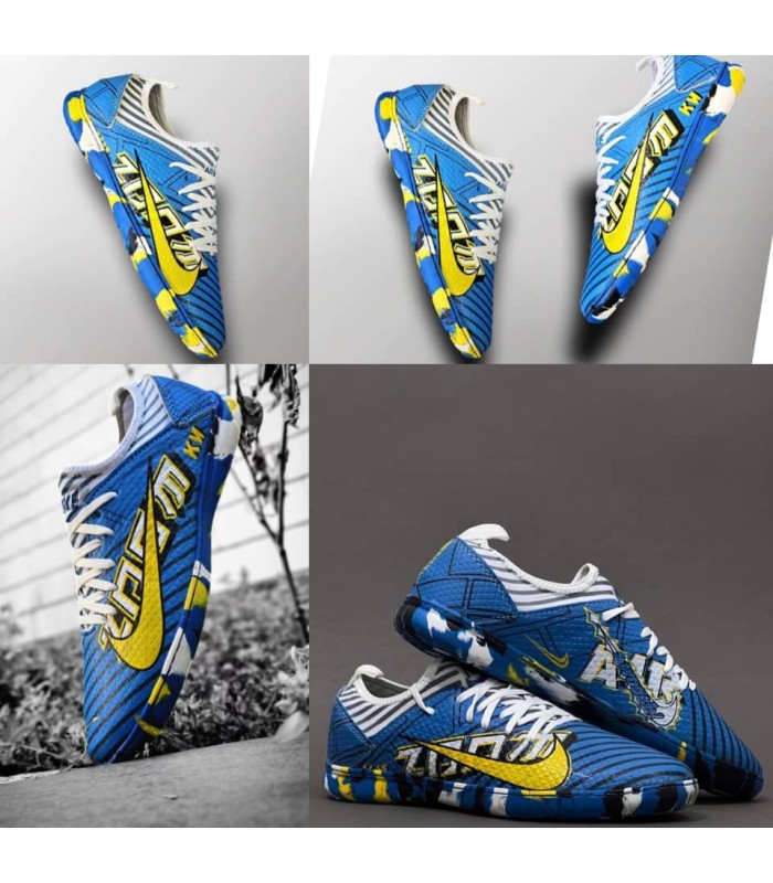 کفش فوتسال طرح نایک فانتوم سفید آبی Nike Phantom White Blue