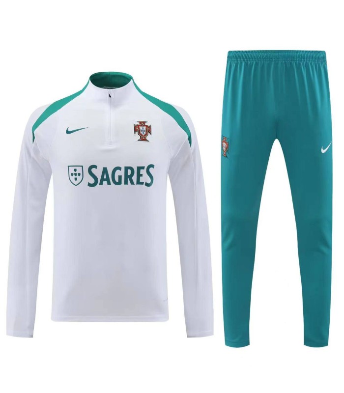 گرمکن شلوار نیم زیپ پرتغال سفید Sweatshirt and pants Portugal 2025