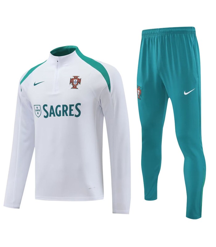 گرمکن شلوار نیم زیپ پرتغال سفید Sweatshirt and pants Portugal 2025