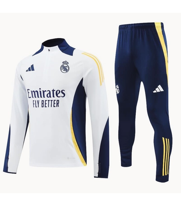گرمکن شلوار نیم زیپ رئال مادرید سفید سورمه ای Sweatshirt and pants Real Madrid 2025
