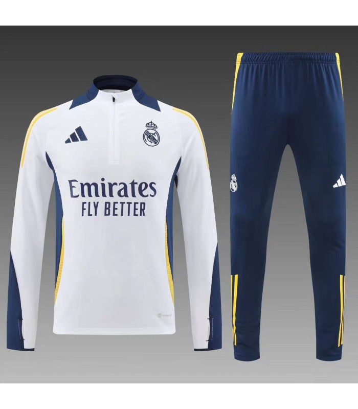 گرمکن شلوار نیم زیپ رئال مادرید سفید سورمه ای Sweatshirt and pants Real Madrid 2025
