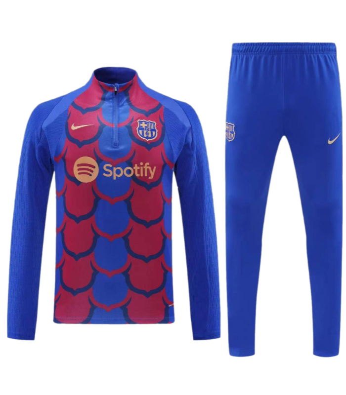 گرمکن شلوار نیم زیپ بارسلونا آبی و قرمز Sweatshirt and pants Barcelona 2025