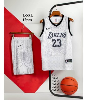 کیت و شورت بسکتبالی سفید لیکرز Lakers Basketball Kit 2025 White