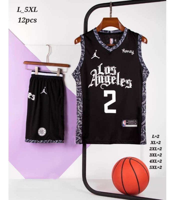 کیت و شورت بسکتبالی مشکی لس آنجلس Los Angles Basketball Kit 2025 Black