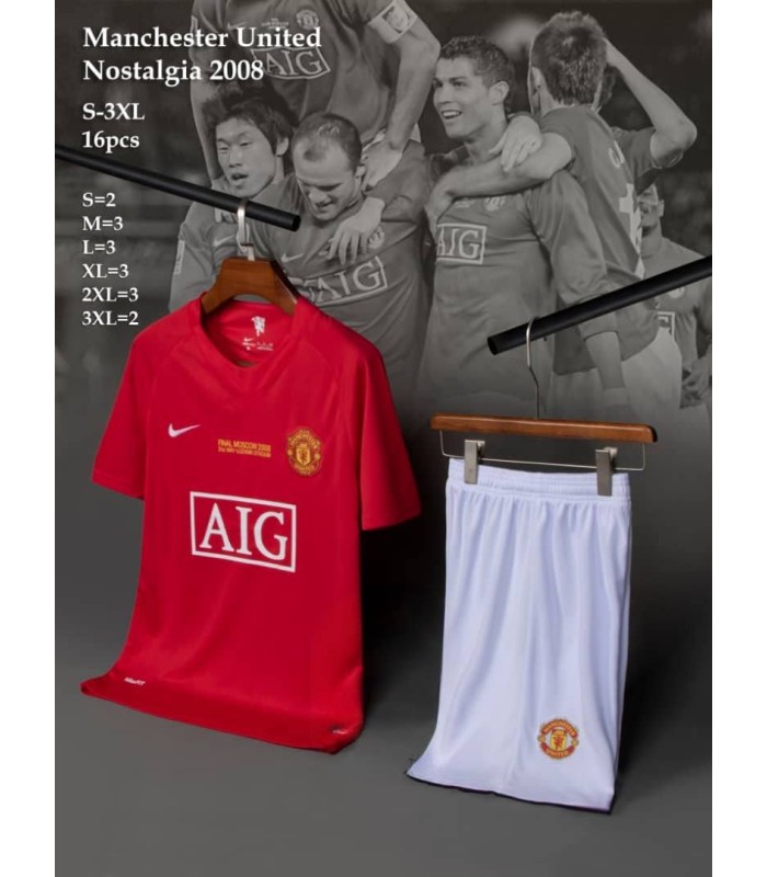 کیت و شورت کلاسیک اول 2008 منچستر یونایتد Manchester United Home kit 2008