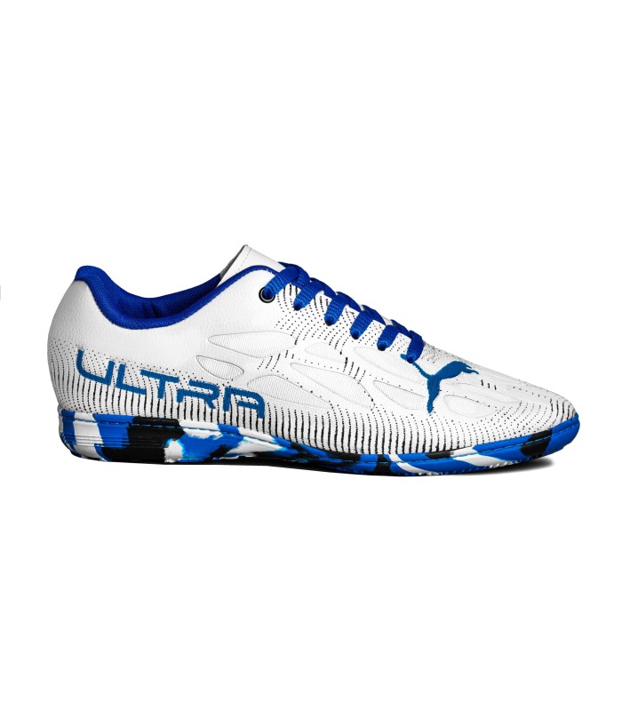 کفش فوتسال پوما اولترا سفید آبی طرح اصلی Puma Ultra IC Indoor