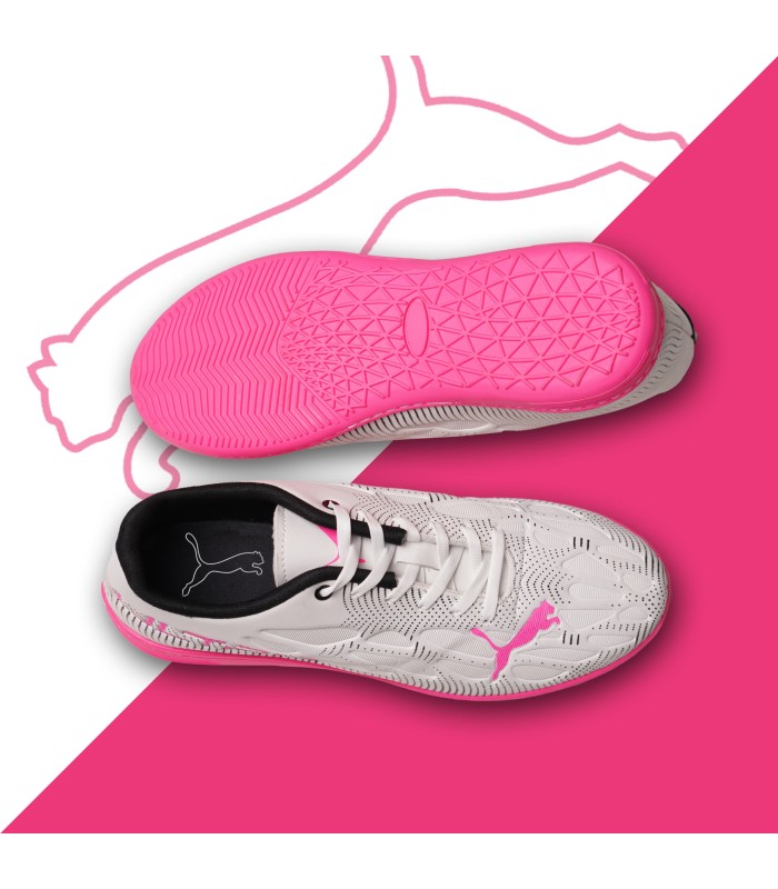 کفش فوتسال پوما اولترا سفید صورتی طرح اصلی Puma Ultra IC Indoor