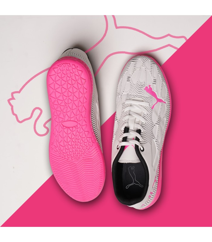 کفش فوتسال پوما اولترا سفید صورتی طرح اصلی Puma Ultra IC Indoor