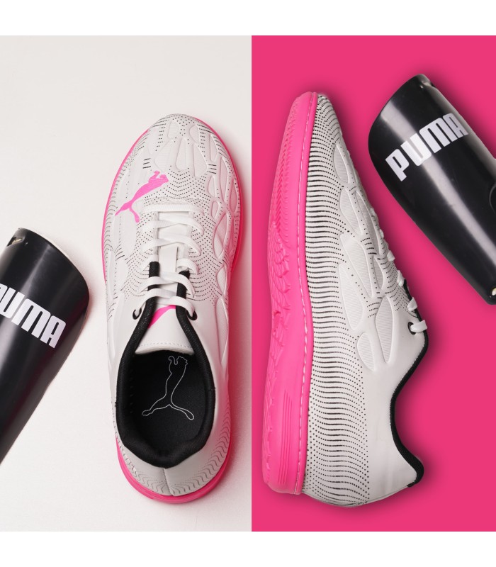 کفش فوتسال پوما اولترا سفید صورتی طرح اصلی Puma Ultra IC Indoor