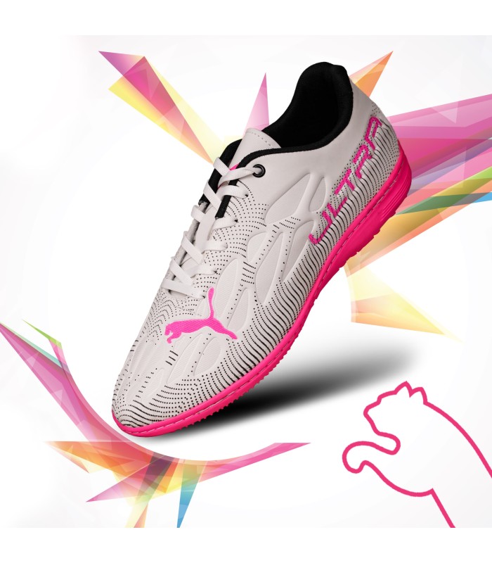 کفش فوتسال پوما اولترا سفید صورتی طرح اصلی Puma Ultra IC Indoor
