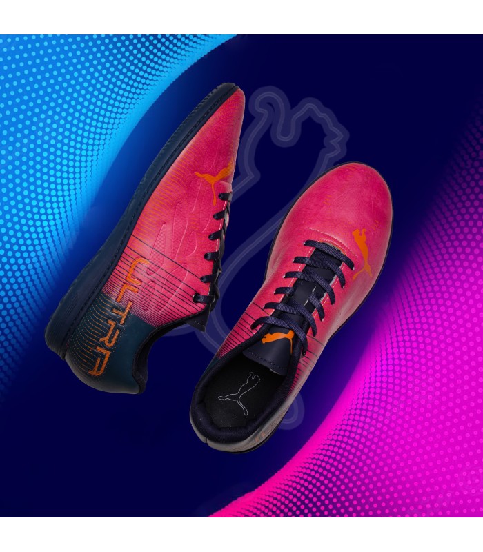 کفش فوتسال پوما اولترا صورتی سورمه ای طرح اصلی Puma Ultra IC Indoor