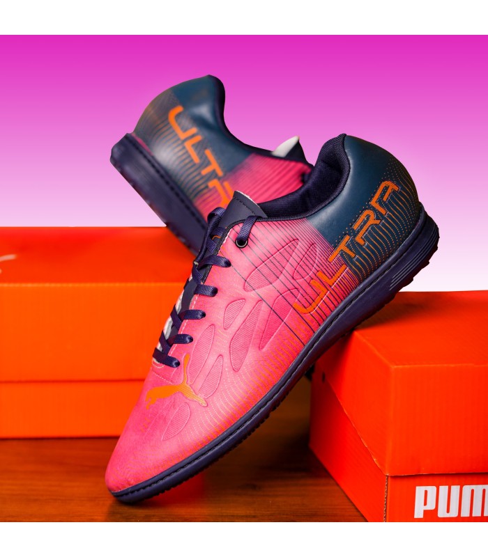 کفش فوتسال پوما اولترا صورتی سورمه ای طرح اصلی Puma Ultra IC Indoor