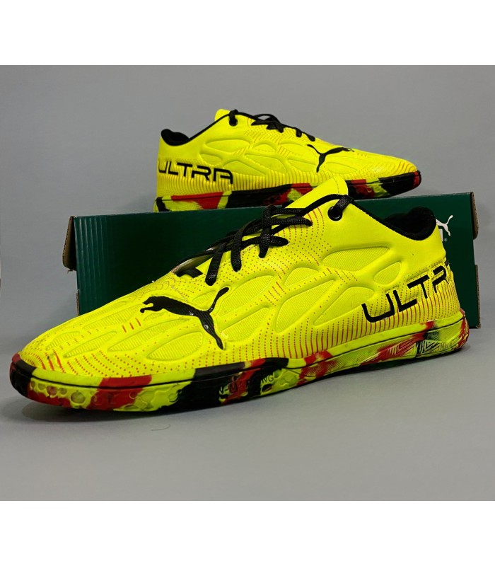 کفش فوتسال پوما اولترا لیمویی طرح اصلی Puma Ultra IC Indoor