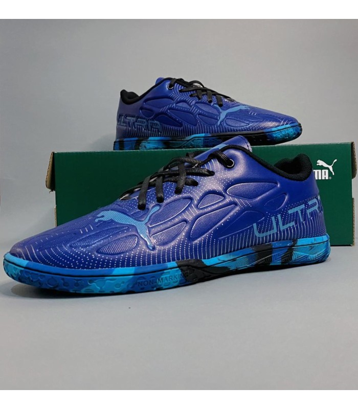 کفش فوتسال پوما اولترا آبی کاربُنی طرح اصلی Puma Ultra IC Indoor