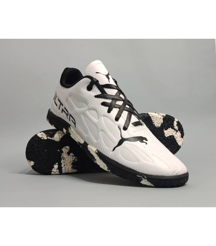 کفش فوتسال پوما اولترا سفید مشکی طرح اصلی Puma Ultra IC Indoor