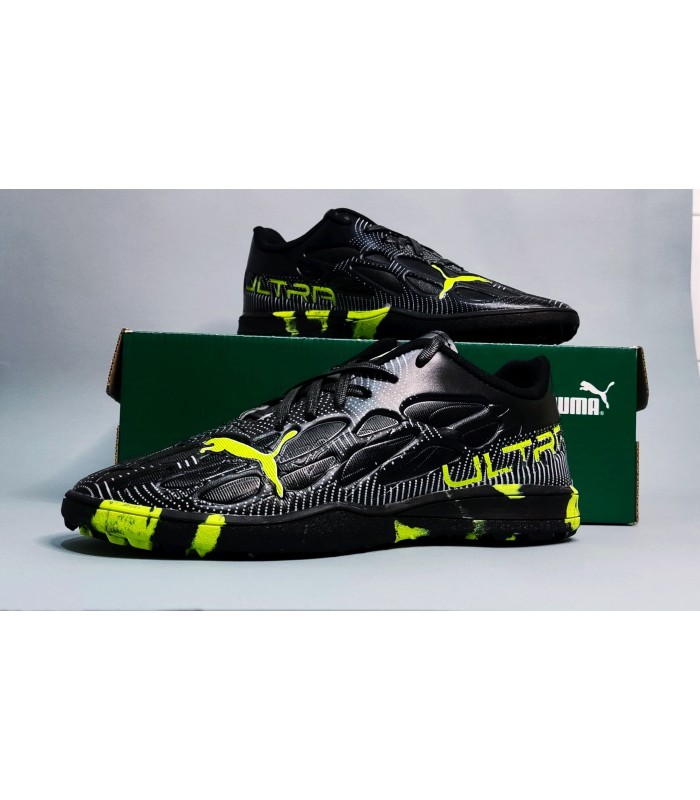 کفش فوتسال پوما اولترا مشکی سبز طرح اصلی Puma Ultra IC Indoor