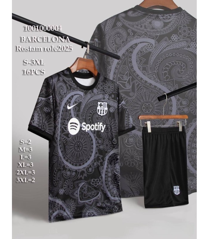 کیت و شورت بته جقه مشکی بارسلونا Barclona concept kit home 2025