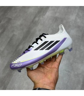 کفش فوتبال آدیدس اف 50 طرح اصلی سفید بنفش Adidas F50 Elite FG Firm