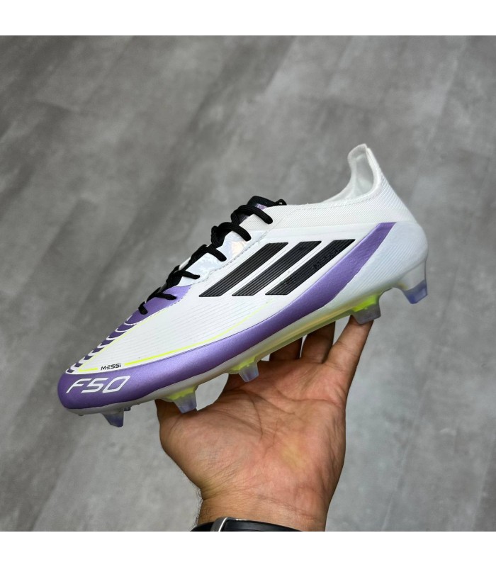 کفش فوتبال آدیدس اف 50 طرح اصلی سفید بنفش Adidas F50 Elite FG Firm
