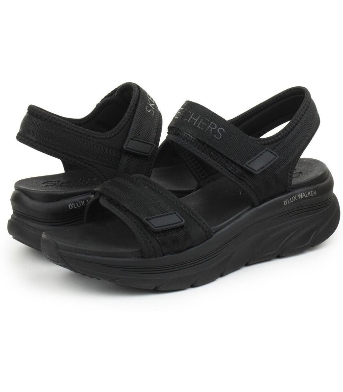 صندل زنانه اسکچرز مشکی اصل Skechers D'LUX WALKER ADORED DAYS Flat sandals 119823-BBK