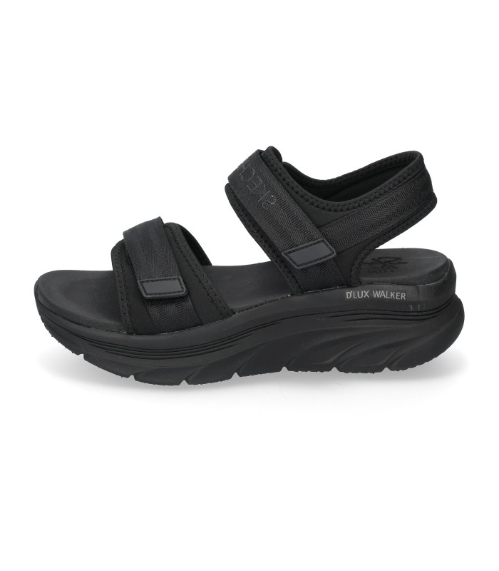 صندل زنانه اسکچرز مشکی اصل Skechers D'LUX WALKER ADORED DAYS Flat sandals 119823-BBK