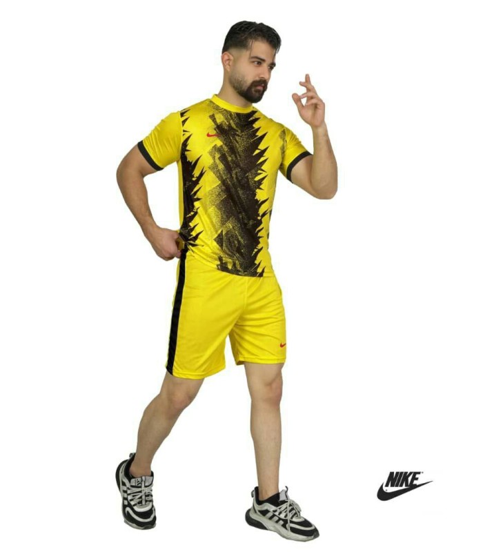 تیشرت و شورت باشگاهی نایک مردانه زرد مشکی Nike Men's club t-shirt and shorts