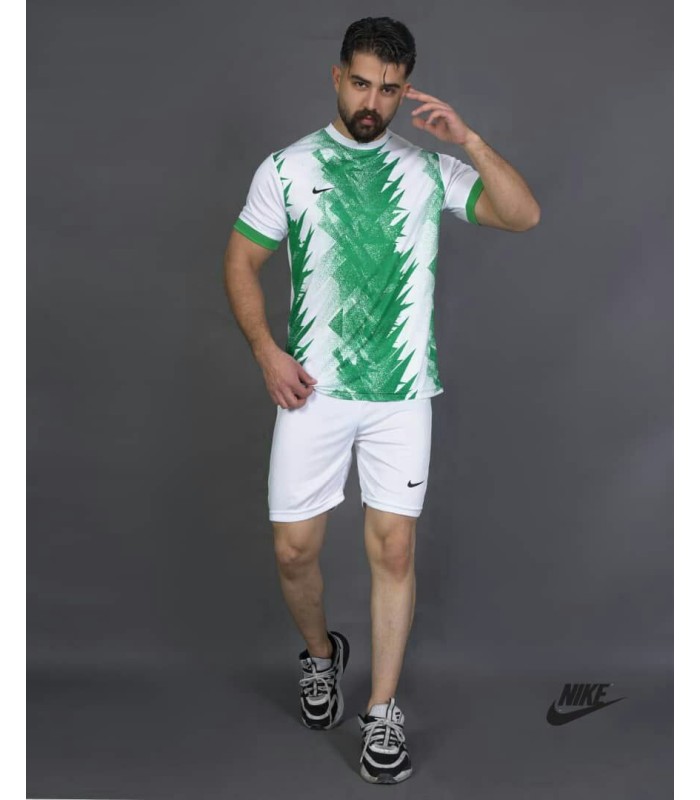 تیشرت و شورت باشگاهی نایک مردانه سفید سبز Nike Men's club t-shirt and shorts