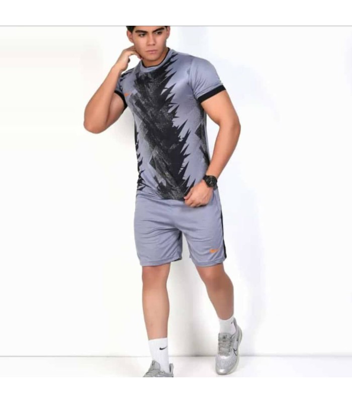 تیشرت و شورت باشگاهی نایک مردانه طوسی مشکی Nike Men's club t-shirt and shorts