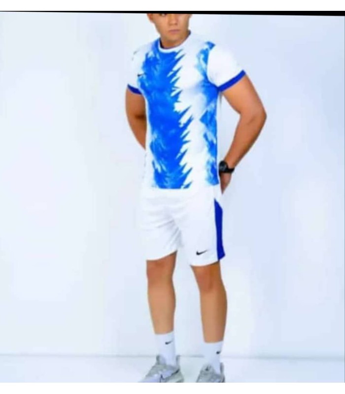 تیشرت و شورت باشگاهی نایک مردانه آبی سفید Nike Men's club t-shirt and shorts