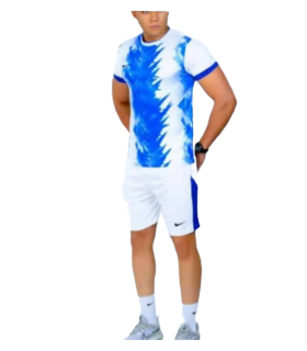 تیشرت و شورت باشگاهی نایک مردانه آبی سفید Nike Men's club t-shirt and shorts