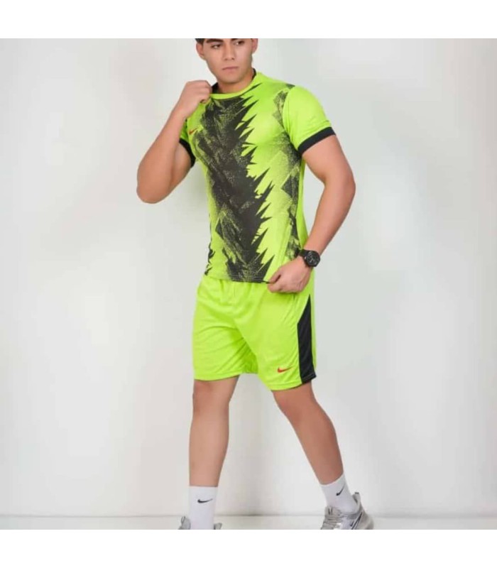 تیشرت و شورت باشگاهی نایک مردانه فسفری مشکی Nike Men's club t-shirt and shorts
