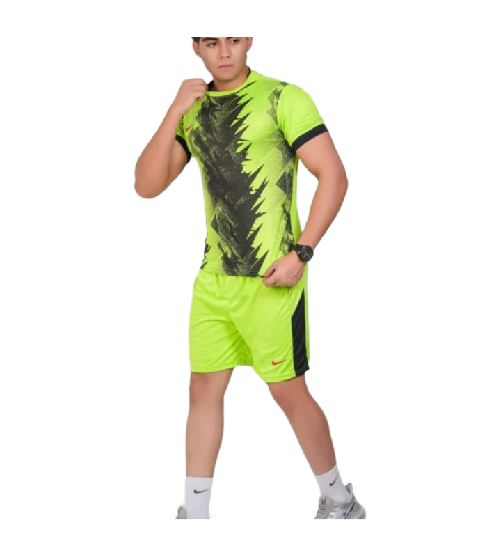 تیشرت و شورت باشگاهی نایک مردانه فسفری مشکی Nike Men's club t-shirt and shorts