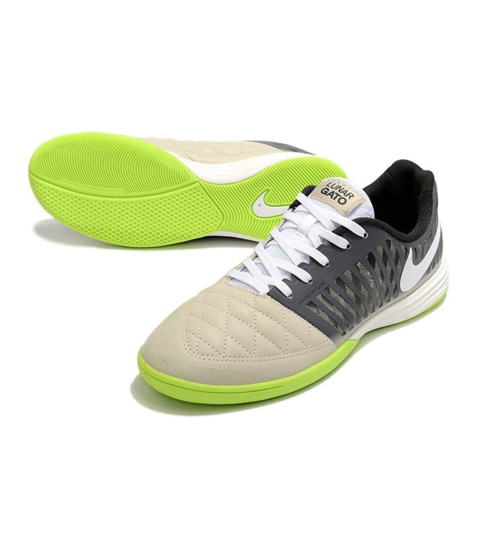 کفش فوتسال لونارگتو طرح اصلی طوسی سبز Nike Lunargato II Indoor