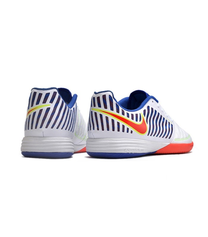 کفش فوتسال لونارگتو طرح اصلی سفید آبی قرمز Nike Lunargato II Indoor