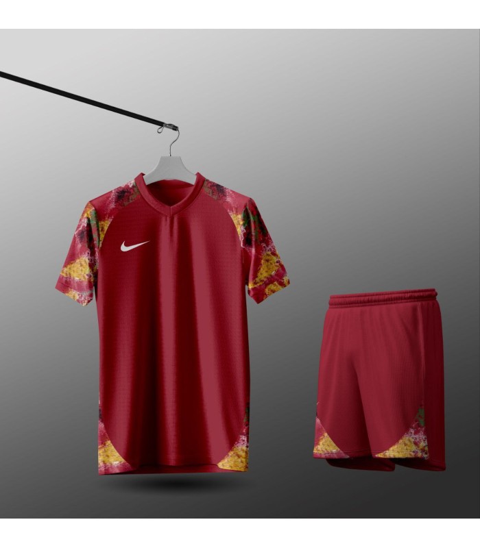 تیشرت و شورت باشگاهی نایک قرمز زرد Nike Men's club t-shirt and shorts