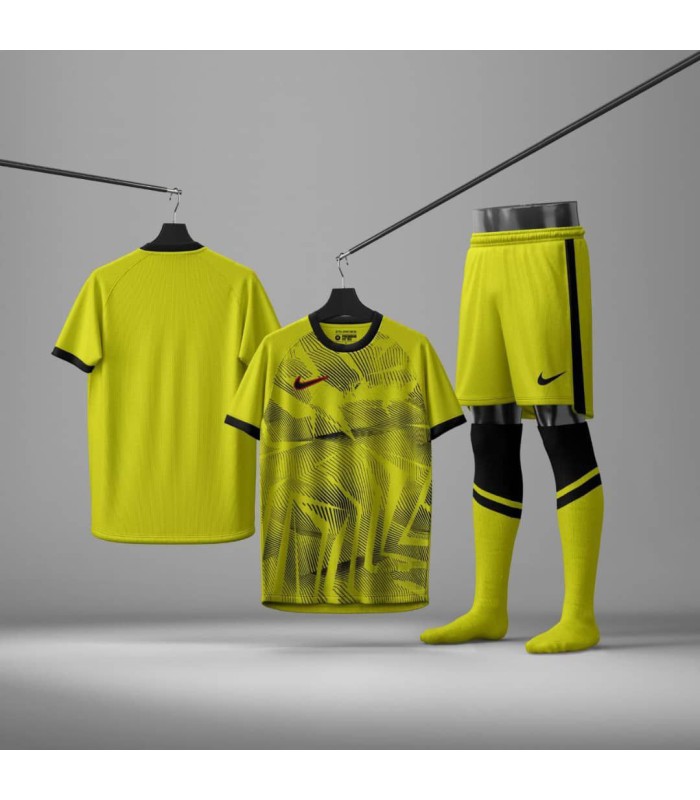 ست تیشرت،شورت و جوراب باشگاهی نایک زرد مشکی Nike Men's club t-shirt and shorts