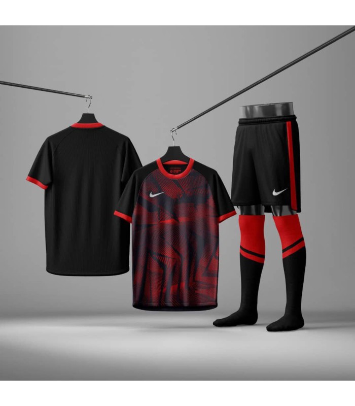 ست تیشرت،شورت و جوراب باشگاهی نایک مشکی قرمز Nike Men's club t-shirt and shorts